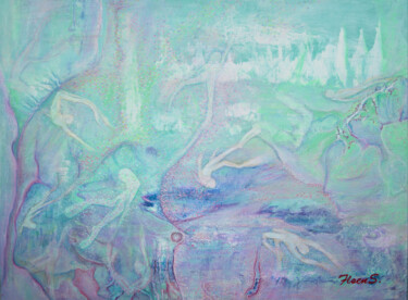 Malerei mit dem Titel "Freediving" von Lika Floens., Original-Kunstwerk, Acryl