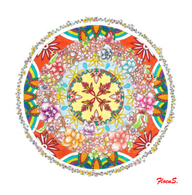 "flower mandala" başlıklı Tablo Lika Floens. tarafından, Orijinal sanat, Işaretleyici