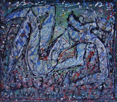 Картина под названием "Blue Star" - Лика Волчек, Подлинное произведение искусства, Масло