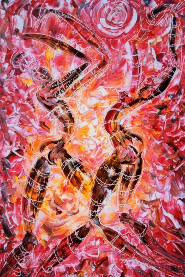 Картина под названием "Raspberry flamenco" - Лика Волчек, Подлинное произведение искусства, Масло