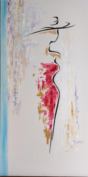 Painting titled ""Lady"" by Lila Licari, Original Artwork, Oil Mounted on Wood Stretcher frame