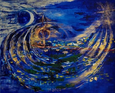 Painting titled ""Nocturne"" by Lila Licari, Original Artwork, Acrylic Mounted on Wood Stretcher frame