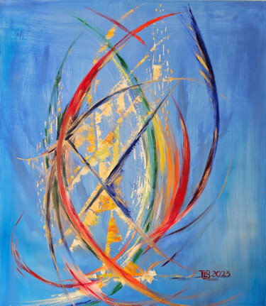 Painting titled ""Résurrection"" by Lila Licari, Original Artwork, Oil Mounted on Wood Stretcher frame