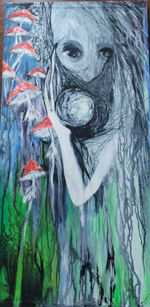Malerei mit dem Titel "Проводник в мир Дух…" von Lila Naumova, Original-Kunstwerk, Tempera