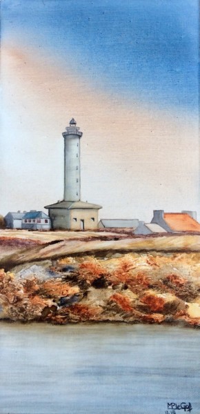 Painting titled "Phare de l’ile de B…" by Marie-Pascale Le Goff (L’île à L’eau), Original Artwork, Watercolor