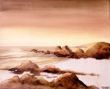 Peinture intitulée "Bords de mer - ile…" par Marie-Pascale Le Goff (L’île à L’eau), Œuvre d'art originale, Aquarelle Monté s…