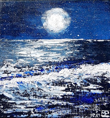 Pintura titulada "Nuit étoilée" por Marie-Pascale Le Goff (L’île à L’eau), Obra de arte original, Acrílico