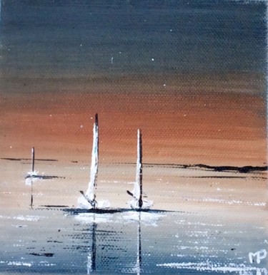 Peinture intitulée "Crépuscule" par Marie-Pascale Le Goff (L’île à L’eau), Œuvre d'art originale, Acrylique Monté sur Châssi…