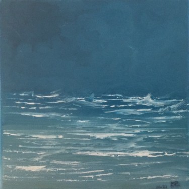 Pintura intitulada "Mer" por Marie-Pascale Le Goff (L’île à L’eau), Obras de arte originais, Óleo Montado em Armação em made…
