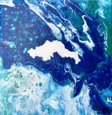 Painting titled "Ile de Batz bleu bl…" by Marie-Pascale Le Goff (L’île à L’eau), Original Artwork, Acrylic