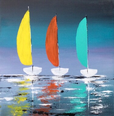 Painting titled "Balade8" by Marie-Pascale Le Goff (L’île à L’eau), Original Artwork, Acrylic