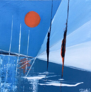 Pintura intitulada "Soleil orange" por Marie-Pascale Le Goff (L’île à L’eau), Obras de arte originais, Óleo Montado em Armaç…