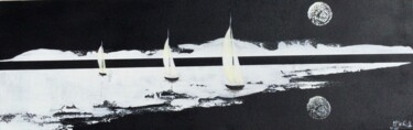 Malerei mit dem Titel "Trio lunaire" von Marie-Pascale Le Goff (L’île à L’eau), Original-Kunstwerk, Acryl Auf Keilrahmen aus…