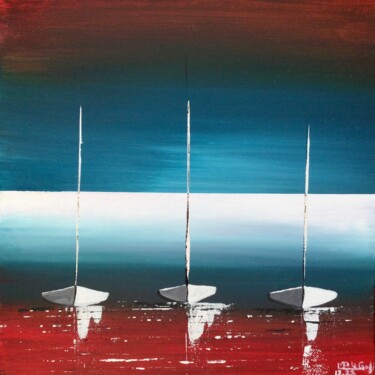 Pintura intitulada "Voiliers 1" por Marie-Pascale Le Goff (L’île à L’eau), Obras de arte originais, Acrílico