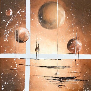 Картина под названием "Navigation spatiale…" - Marie-Pascale Le Goff (L’île à L’eau), Подлинное произведение искусства, Масл…
