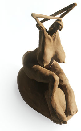 Sculpture titled "Matilde au bain" by Lilavert Cc, Original Artwork, Terra cotta
