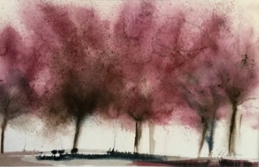 Schilderij getiteld "Prunus" door Lil Dupeux, Origineel Kunstwerk, Aquarel