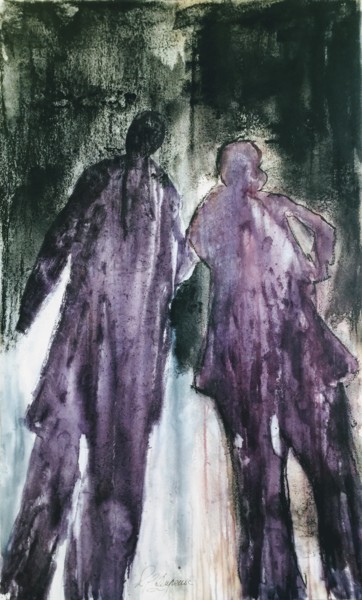 Pittura intitolato "Dans l'ombre de ton…" da Lil Dupeux, Opera d'arte originale, Acquarello