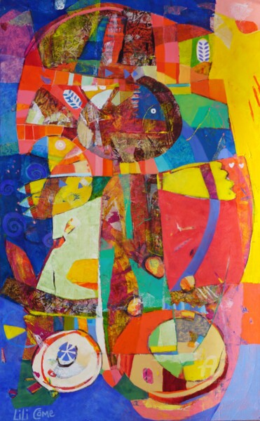 Peinture intitulée ""Le geurrier de lum…" par Lili Come, Œuvre d'art originale, Huile