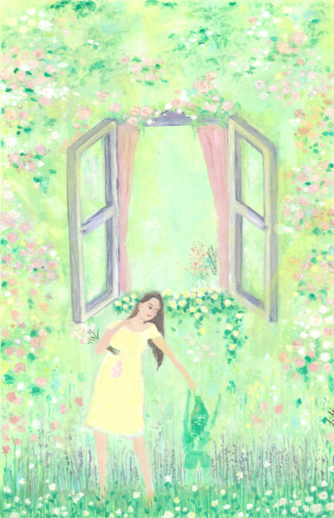 Peinture intitulée "Primavera" par Lili Sofía, Œuvre d'art originale, Gouache