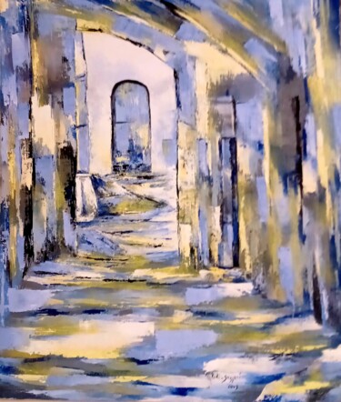 Sartene-Corse-Village-Perché, Peinture par Cécile Labossière