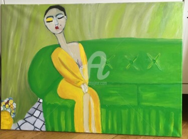 Peinture intitulée "Green sofa" par Bmed, Œuvre d'art originale, Huile