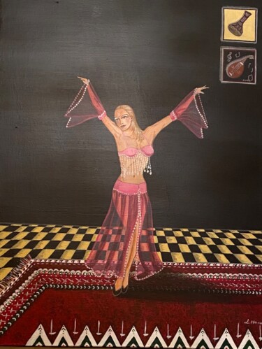 Painting titled "Danseuse orientale" by Lilia Hamida, Original Artwork, Acrylic