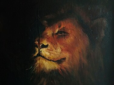 Painting titled "лев" by Lilia Holkina, Original Artwork, Oil