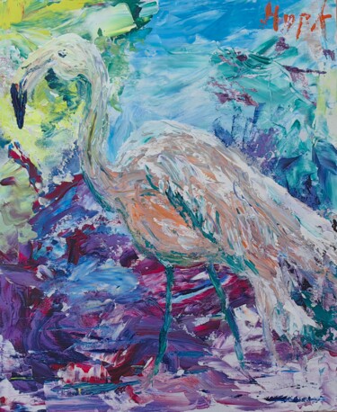 Malerei mit dem Titel "Flamingo" von Lilia Norkina, Original-Kunstwerk, Acryl Auf Karton montiert