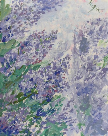 Peinture intitulée "Сиреневый дождь" par Lilia Norkina, Œuvre d'art originale, Gouache