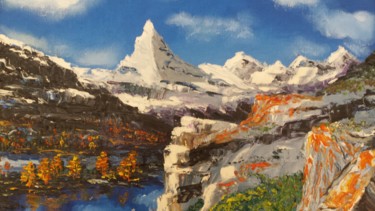 Pintura intitulada "A Montanha" por Lilia Buraga, Obras de arte originais, Óleo