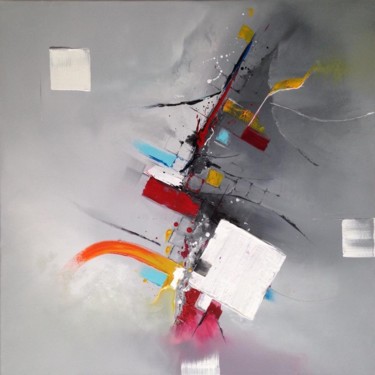 Pintura titulada "abstrait 80x80" por Lilian Fournier, Obra de arte original, Oleo