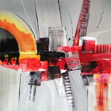 Schilderij getiteld "City 60x60" door Lilian Fournier, Origineel Kunstwerk, Olie