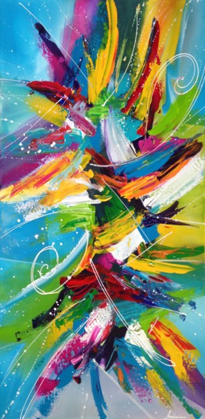 Картина под названием "Papillon 100x50" - Lilian Fournier, Подлинное произведение искусства, Акрил