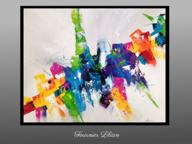 tableau triptyque multicolor - Fournier abstrait
