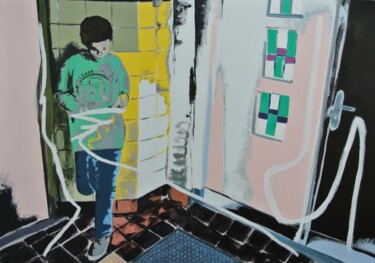 Malerei mit dem Titel "Sociale web" von Lilian Frohn, Original-Kunstwerk, Acryl Auf Holzplatte montiert