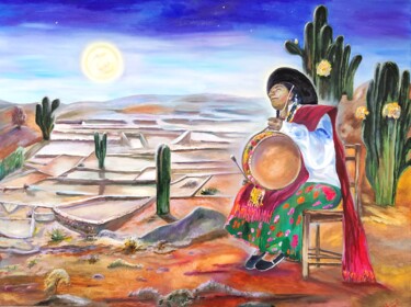 Painting titled "Lunita Tucumana" by Liliana Beatriz Teruel, Original Artwork, Oil
