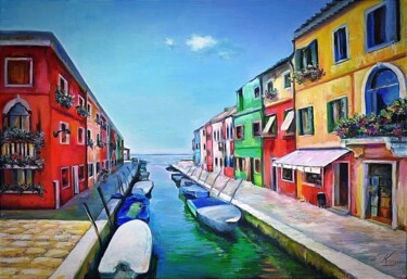 Картина под названием "Венеция. Остров Бур…" - Лилиана Ковхуто, Подлинное произведение искусства, Масло Установлен на Деревя…