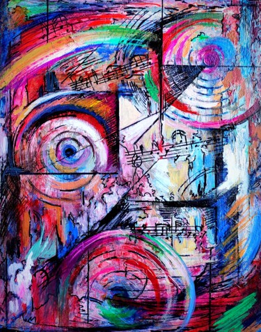 Картина под названием "Полифония" - Лилиана Ковхуто, Подлинное произведение искусства, Акрил Установлен на Деревянная рама д…