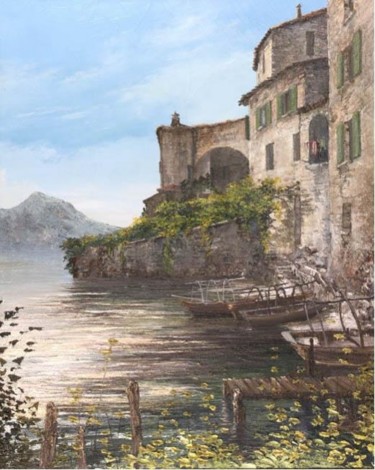 Painting titled "Lago di Garda" by Liliana Frasca, Original Artwork