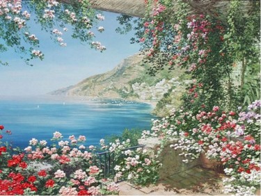 Painting titled "View of Positano" by Liliana Frasca, Original Artwork