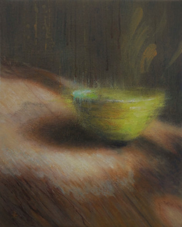 Malerei mit dem Titel "Vert brûlé" von Liliane Bordes, Original-Kunstwerk, Acryl