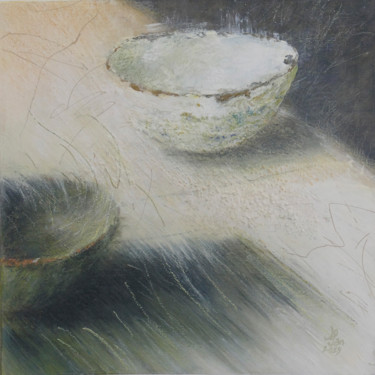 Ζωγραφική με τίτλο "Yin - yang" από Liliane Bordes, Αυθεντικά έργα τέχνης, Ακρυλικό Τοποθετήθηκε στο Άλλος άκαμπτος πίνακας