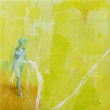 Painting titled "Citronnelle" by Liliane Bordes, Original Artwork, Acrylic Mounted on Wood Panel