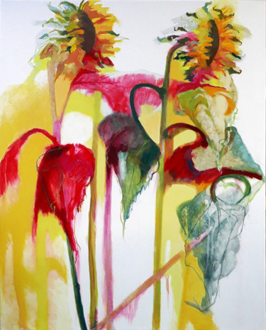 Painting titled "Tournesols" by Liliane Camier, Original Artwork, Oil