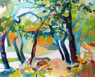 Peinture intitulée "D'un arbre l'autre,…" par Liliane Camier, Œuvre d'art originale, Huile