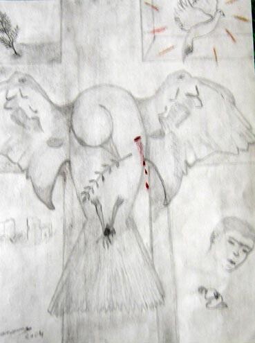 Dessin intitulée "Crucifixion de la c…" par Liliane Gabel, Œuvre d'art originale, Autre