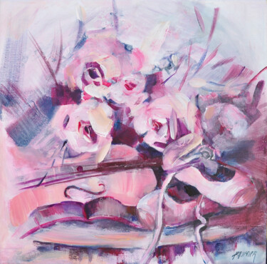 Ballerines et violon Painting titled "Ballerines et violon" by Liliane Paumier, Original Art, Acrylic Mounted on Stretcher frame