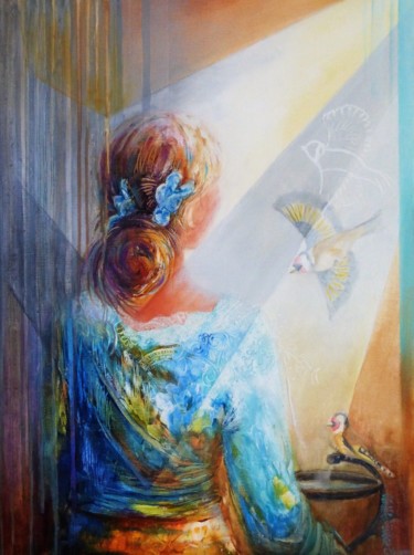 Peinture intitulée "L'Instant Magique" par Liliane Vergne, Œuvre d'art originale