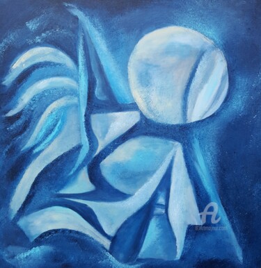 Painting titled "nuit bleue" by Liliane Cima, Original Artwork, Acrylic